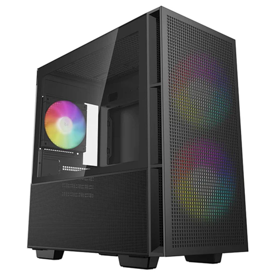 DeepCool CH360 Black Micro ATX Case, Tempered Glass Window, 1x USB 3.0, 1x USB-C, HD Audio, 2x 140mm ARGB and 1x 120mm ARGB Pre-installed Fans DeepCool CH360 Black Micro ATX Case, Tempered Glass Window, 1x USB 3.0, 1x USB-C, HD Audio, 2x 140mm ARGB and 1x 120mm ARGB Pre-installed Fans
